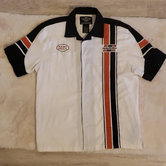 Harley Davidson, Large Mens Racing Performance Button-down short sleeve shirt - Picture 1 of 8